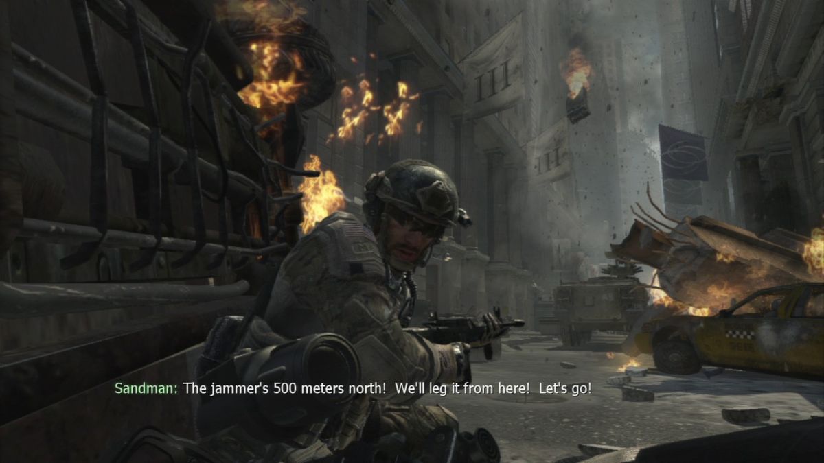 Call of Duty Modern Warfare 3 pro PlayStation 3 - boj v poničených ulicích New Yorku během mise Black Tuesday