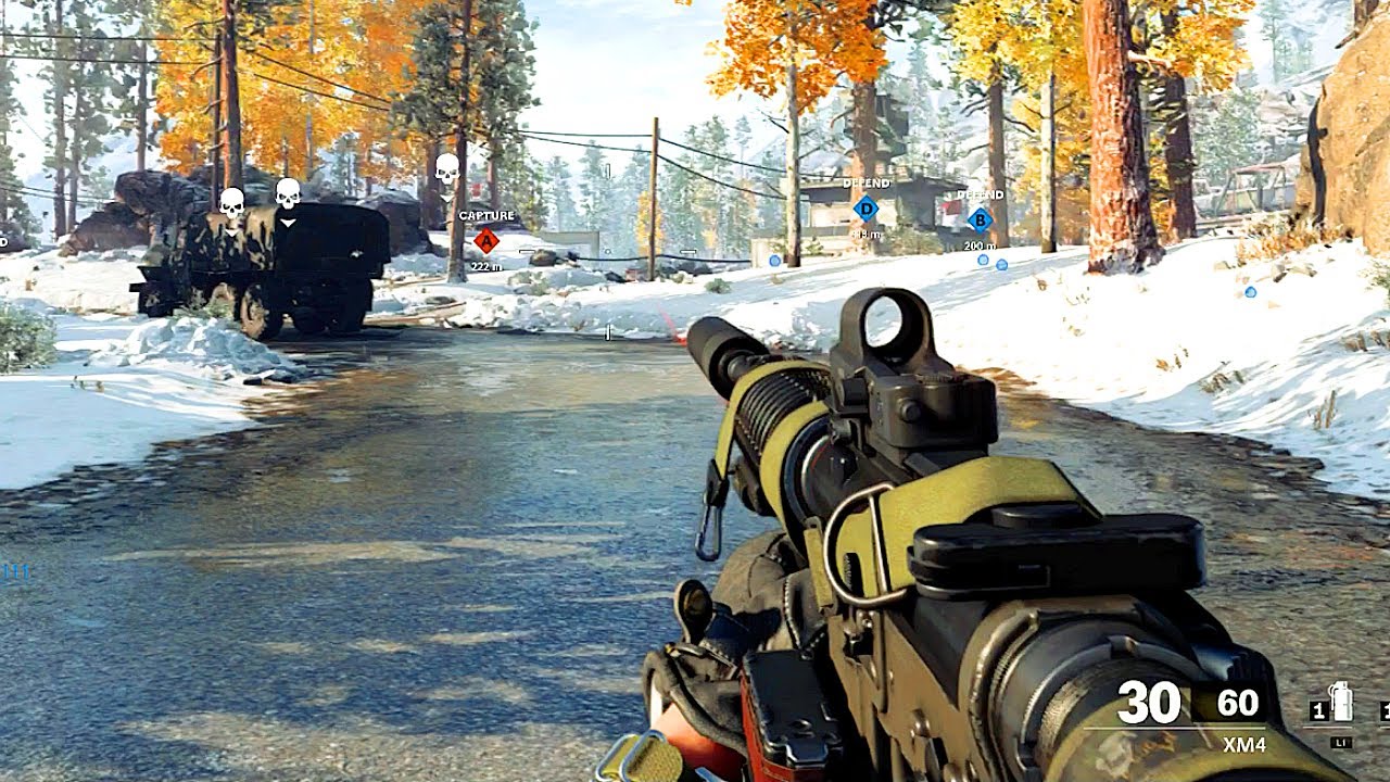 Call of Duty Black Ops Cold War - multiplayerový boj na zasněženém bojišti