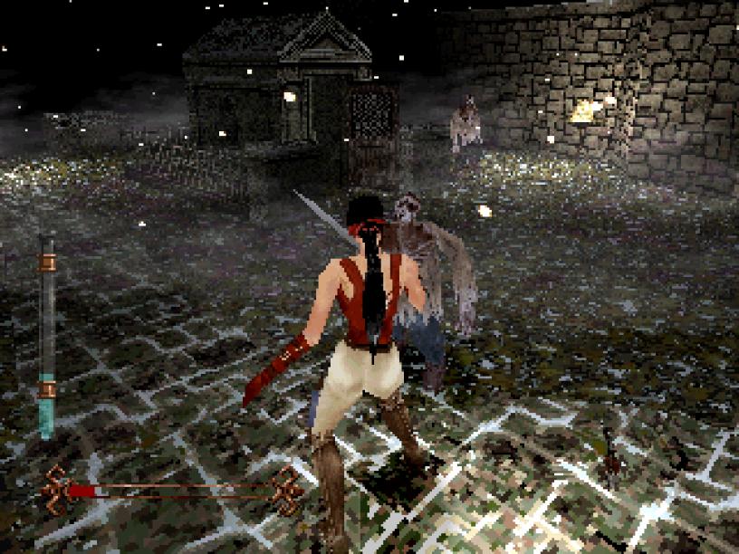 Nadia Franciscus v temných ulicích Londýna ve hře Nightmare Creatures na PlayStation 1