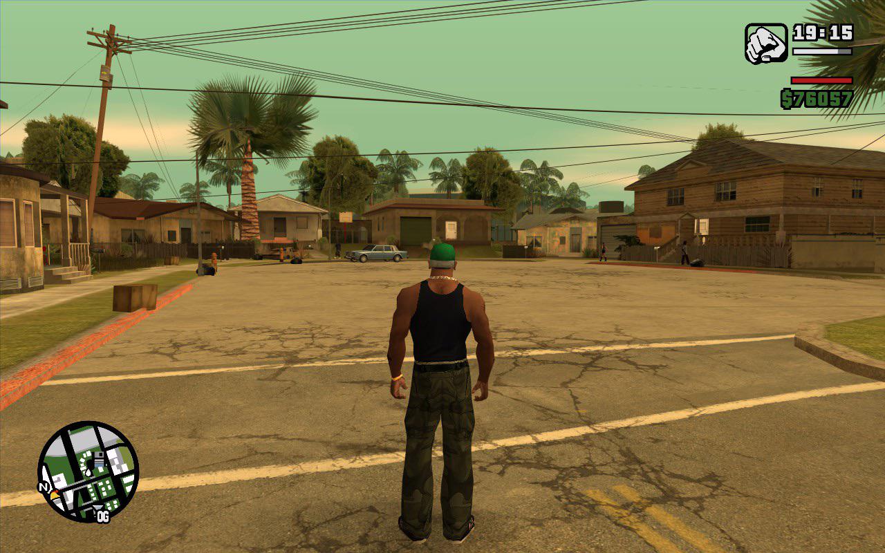 Ilustračný obrázok k GTA San Andreas na PlayStation 2 so širokým otvoreným svetom, mestom, diaľnicami a vidiekom