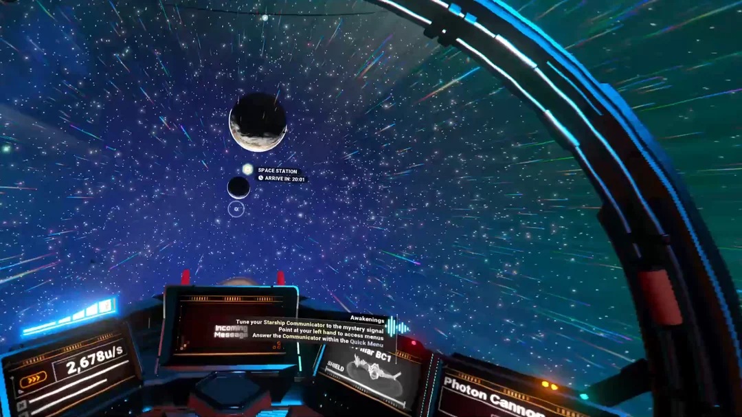 No Man's Sky ve virtuální realitě – pohled z kokpitu vesmírné lodi na PlayStation VR