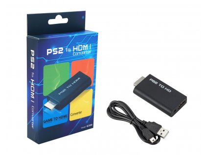 Převodník PS2 to HDMI, PS2/2HDMI + krabička - Černý, nový