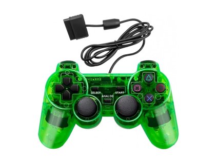 Drátový ovladač pro PS1 a PS2 - Průhledný jungle zelený, nový