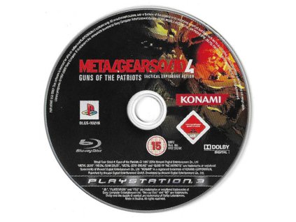 PS3 Metal Gear Solid 4 Guns of the Patriots, pouze disk
