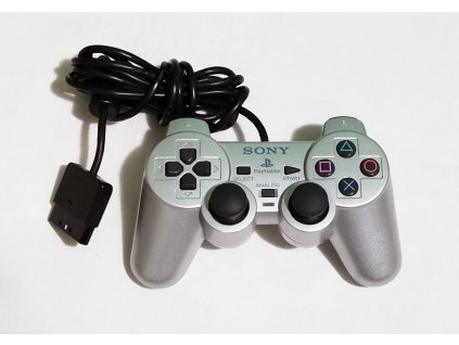 Sony PS2 ovladač originál - Stříbrný (stav C)