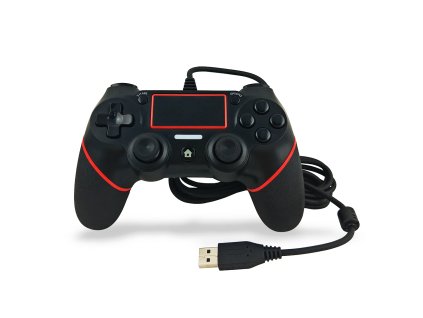 Káblový ovládač PS4/PC - červený, nový