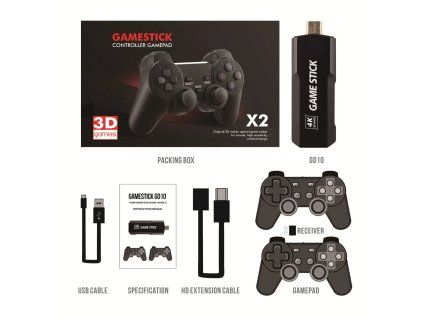 GD10 Gamestick 64GB retro herní konzole, 5000 her, nová