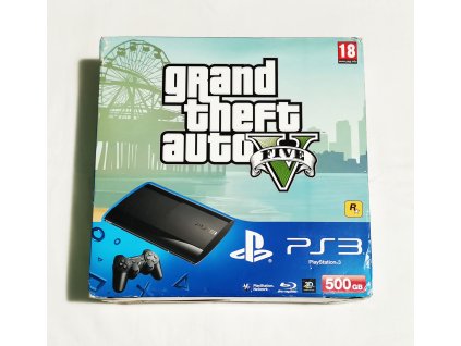 PlayStation 3 a originální krabice, 500GB, GTA 5 Edition + hra