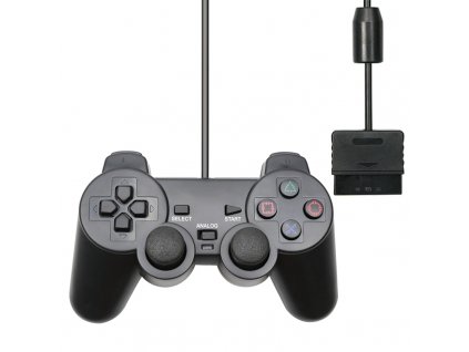 Káblový ovládač pre systémy PS1 a PS2 - čierny, nový