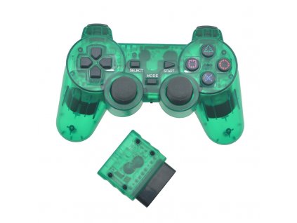 Bezdrátový ovladač pro PS1 a PS2 - Zelený, nový