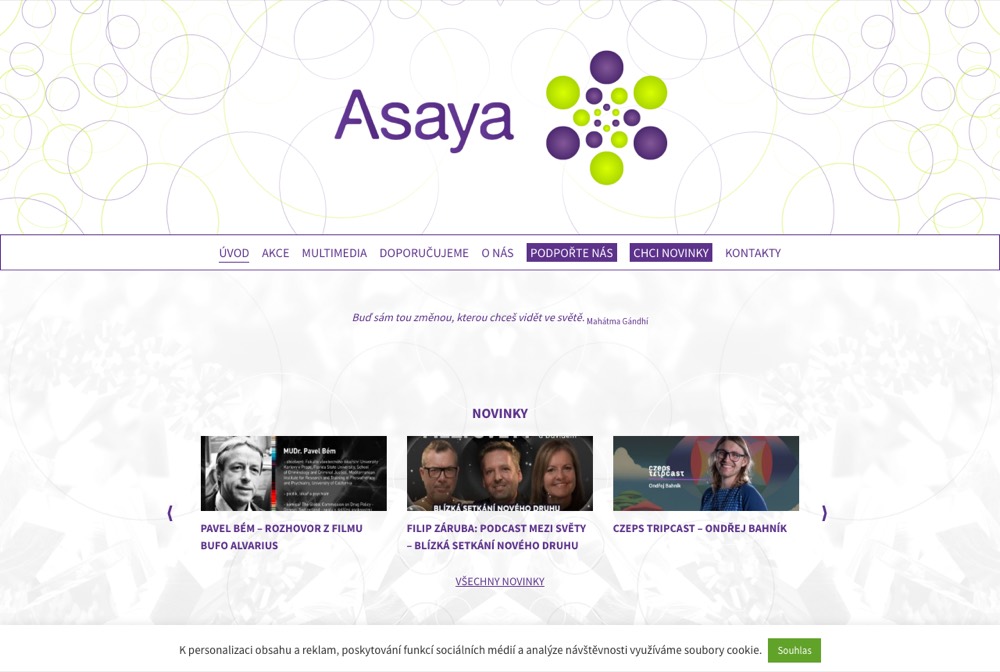 Náhled webu — Asaya