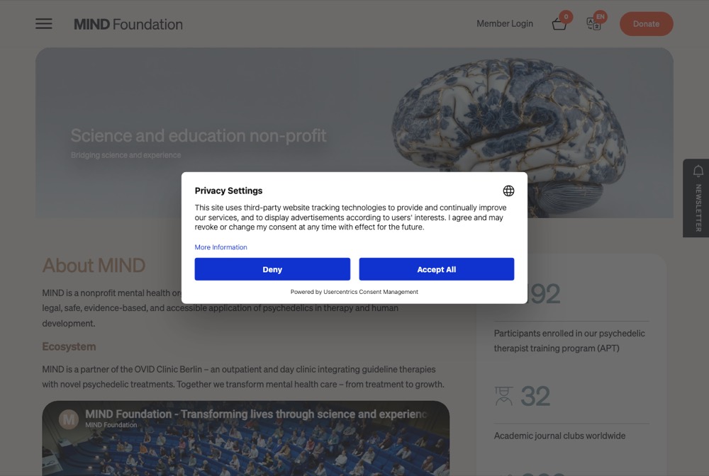 Náhled webu — MIND Foundation