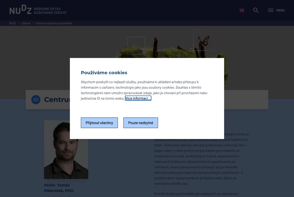 Náhled webu — NÚDZ — Centrum výzkumu psychedelik