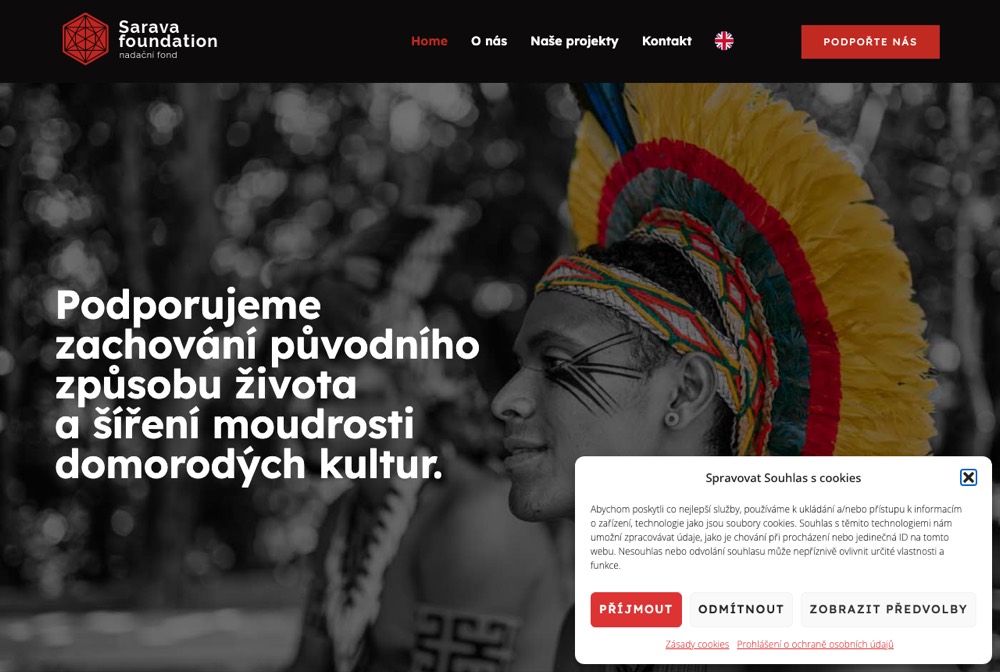 Náhled webu — Sarava Foundation