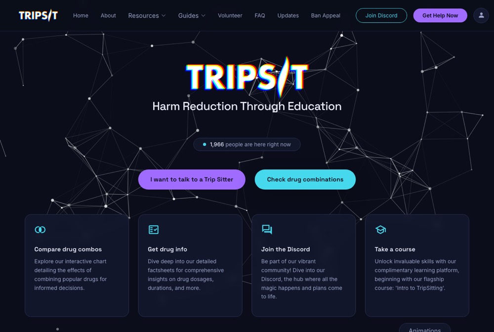 Náhled webu — TripSit