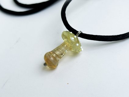 Skleněný přívěšek Zlatá houba, polyesterový provázek Divotvor 2