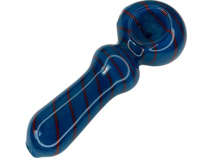 modrá dýmka s červenou spirálou skleněná ručně vyráběná psychonautika