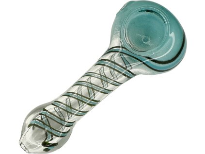 skleněná dýmka ručně vyrobená psychonautika modrá čirá se spirálou