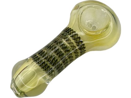 žlutá dýmka s hadem skleněná ručně vyrobená psychonautika