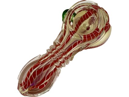 čerená perleť skleněná dýmka ručně vyrobená psychonautika