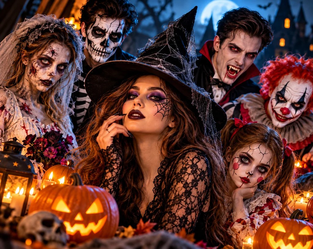 Halloweenské líčení krok za krokem: 12 nápadů na kostlivce, zombie, upíra i klauna