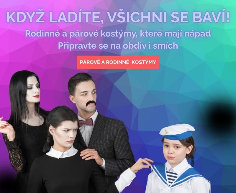 Párové a rodinné kostýmy pro dokonalé sladění. Vtipné i stylové masky pro dvojice i celou rodinu na každou party.