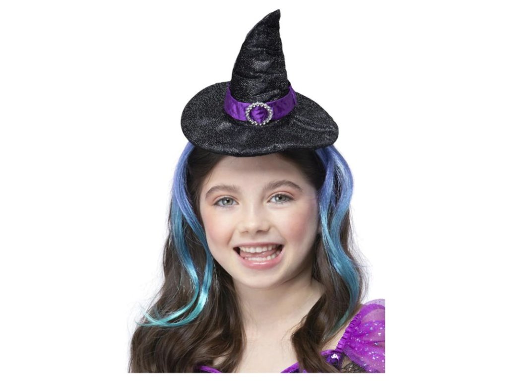 Mini klobouček čarodějnice s vlasy