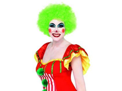 Zelená kudrnatá paruka Crazy Clown