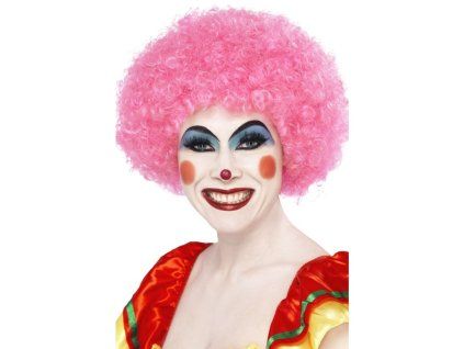 Růžová kudrnatá paruka Crazy Clown