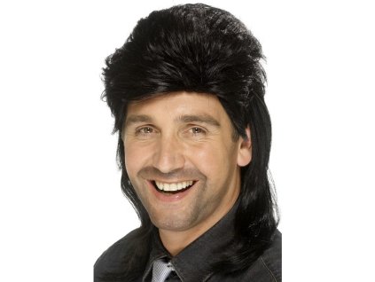 Paruka  Mullet Jason černá 80.léta