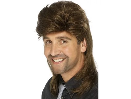 Paruka  Mullet pánská Jason hnědá 80. léta