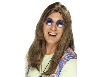 Hnědá dlouhá paruka Neil Hippy