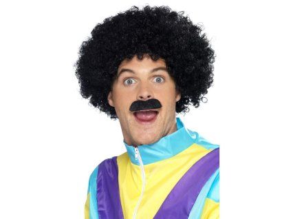 Černá paruka Scouser s knírem