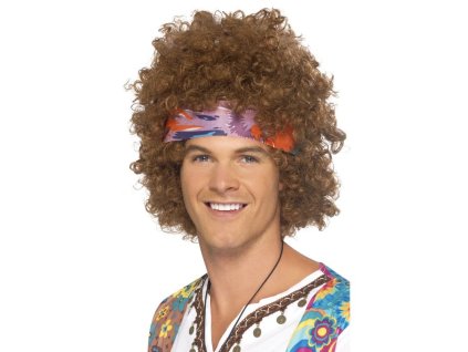 Paruka Hipís Afro - hnědá