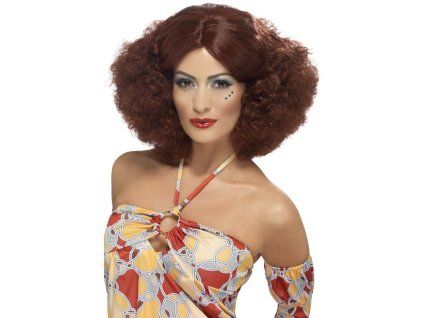 Hnědá dámská afro paruka 70. léta