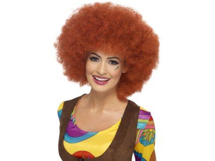 Rezavohnědá objemná afro paruka 60. a 70. léta