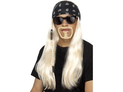 Hard Rocker sada s blond parukou vousy brýlemi a šátkem