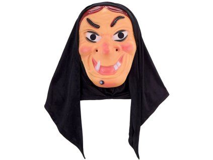 maska carodejnice s kapuci hnede vlasy