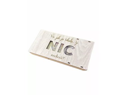 Dřevěná krabička na peníze 20x10cm žíhaná - Víš jak si říkala