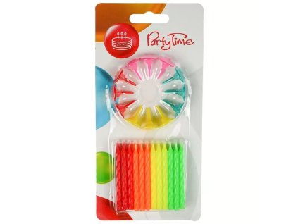 NAROZENINOVÉ SVÍČKY NEON - 24 ks - 6 cm