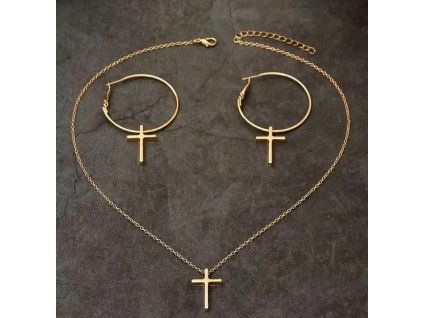 Náhrdelník + náušnice s křížkem