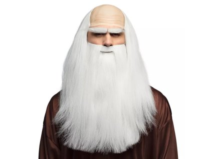 Paruka s pleší stařec s vousy a obočím