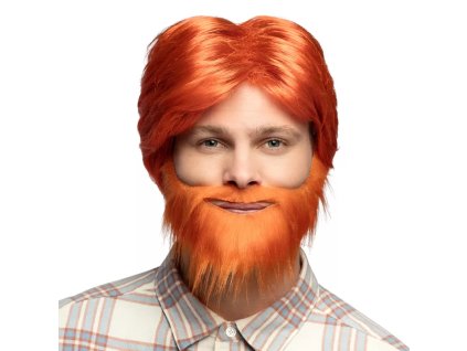 Pánská zrzavá paruka s vousy