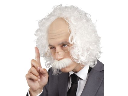 Paruka Einstein s pleší a brýlemi