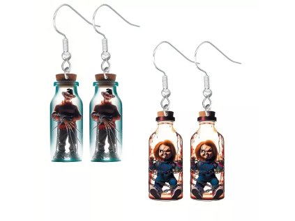Náušnice horor - 2 druhy Freddy + Chucky