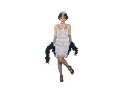 Dámský kostým flapper 20. léta stříbrný