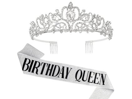 Sada Happy Queen -  šerpa a korunka stříbrná
