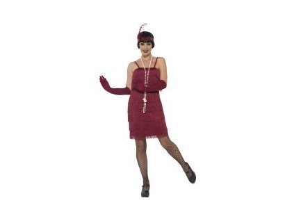 Kostým - Flapper Charleston - 20. léta - vínové