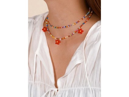 Náhrdelník kytičky barevný