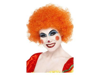 Oranžová afro paruka pro klauna